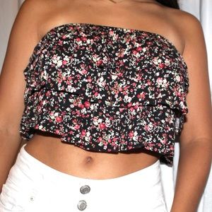 Floral Ruffed Tube Top